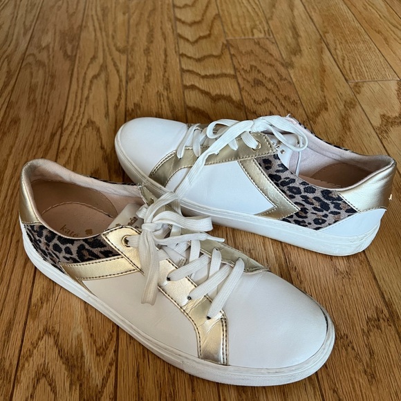 Kate Spade Dash White Leopard Print Sneaker Size 8.5B - Picture 2 of 9